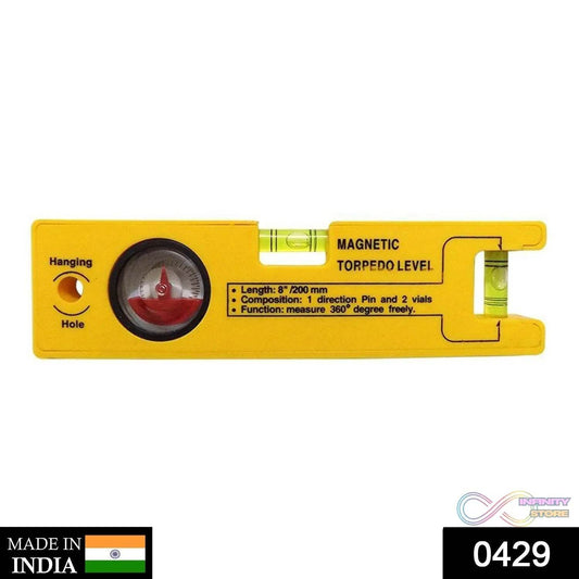 8-inch Magnetic Torpedo Level with 1 Direction Pin, 2 Vials and 360 Degree View - infinityexculsivestore.com
