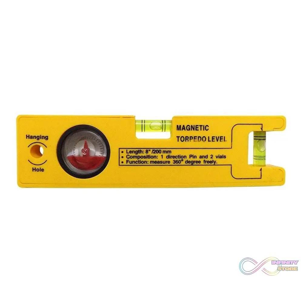 8-inch Magnetic Torpedo Level with 1 Direction Pin, 2 Vials and 360 Degree View - infinityexculsivestore.com