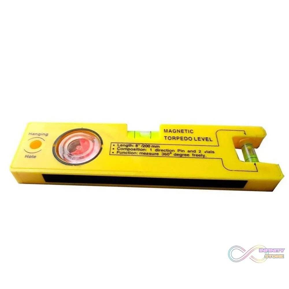 8-inch Magnetic Torpedo Level with 1 Direction Pin, 2 Vials and 360 Degree View - infinityexculsivestore.com