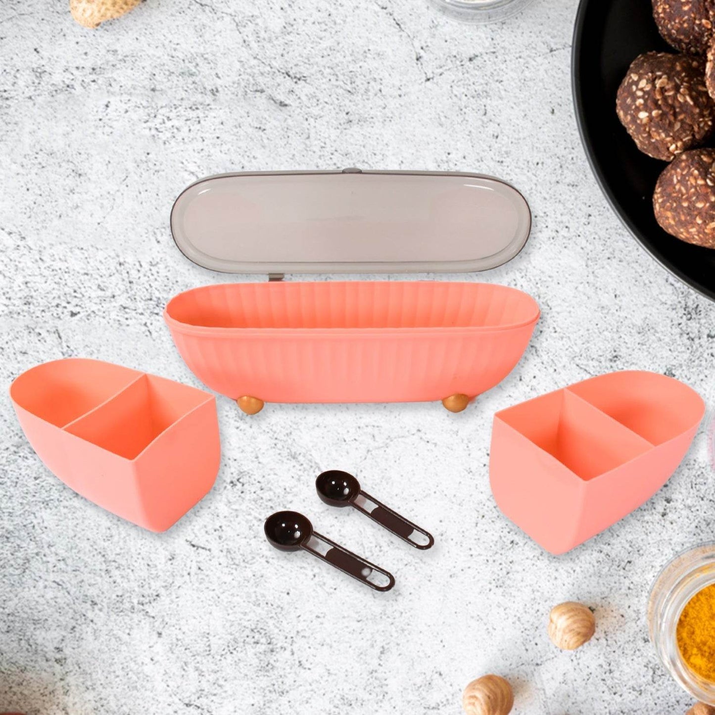8255 Spice Bottle Spice Jar Durable Spice Seasoning Box, Jar Food Grade Spoon Seasoning Case for Kitchen / Dry fruit Tray (1 Pc) - infinityexculsivestore.com