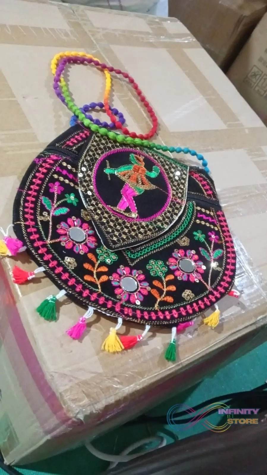 9 inch Handcrafted Cotton Embroidered Shoulder Bag for Girls & women (1 Pc) - infinityexculsivestore.com