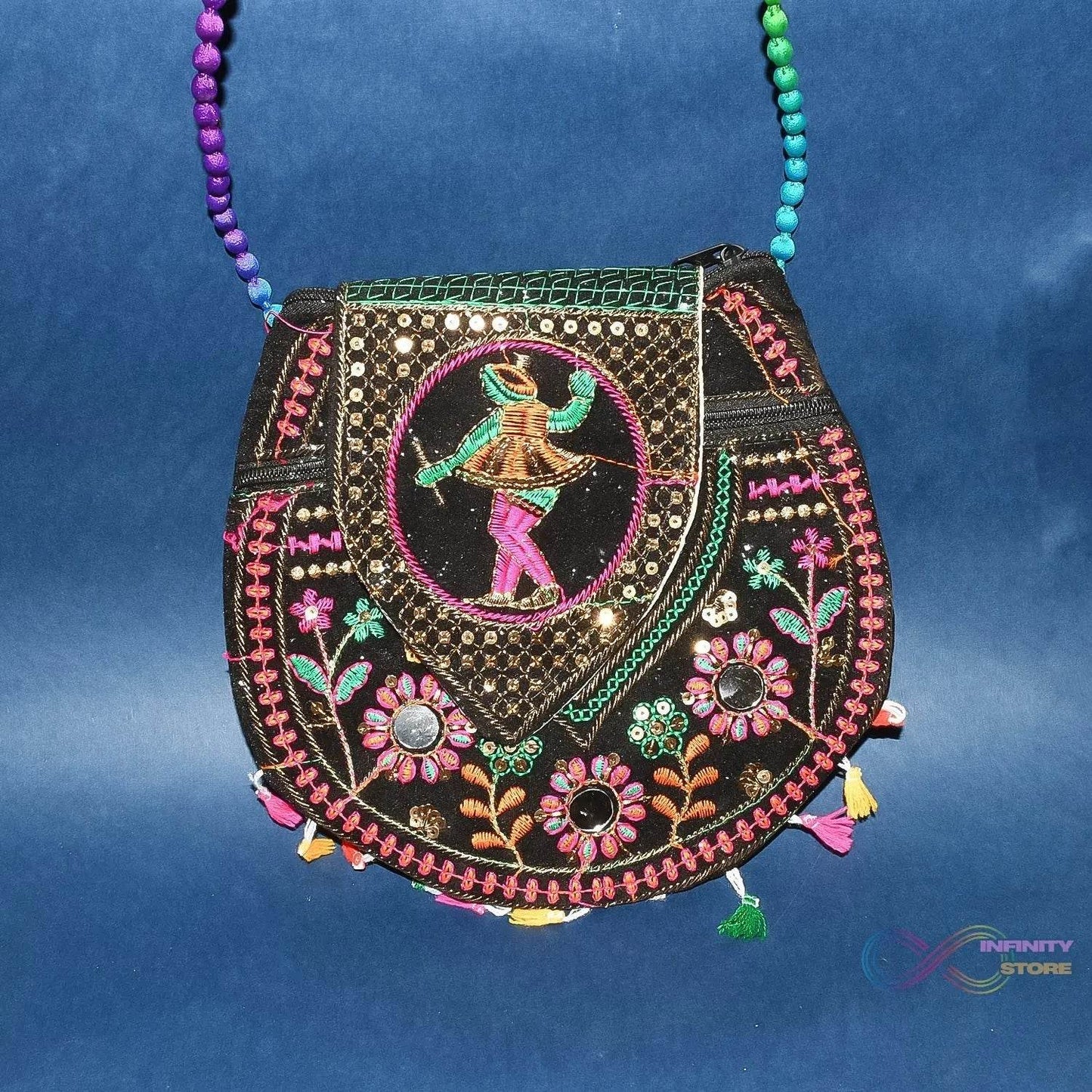 9 inch Handcrafted Cotton Embroidered Shoulder Bag for Girls & women (1 Pc) - infinityexculsivestore.com