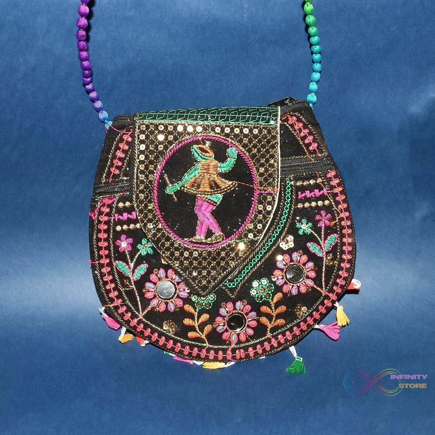 9 inch Handcrafted Cotton Embroidered Shoulder Bag for Girls & women (1 Pc) - infinityexculsivestore.com