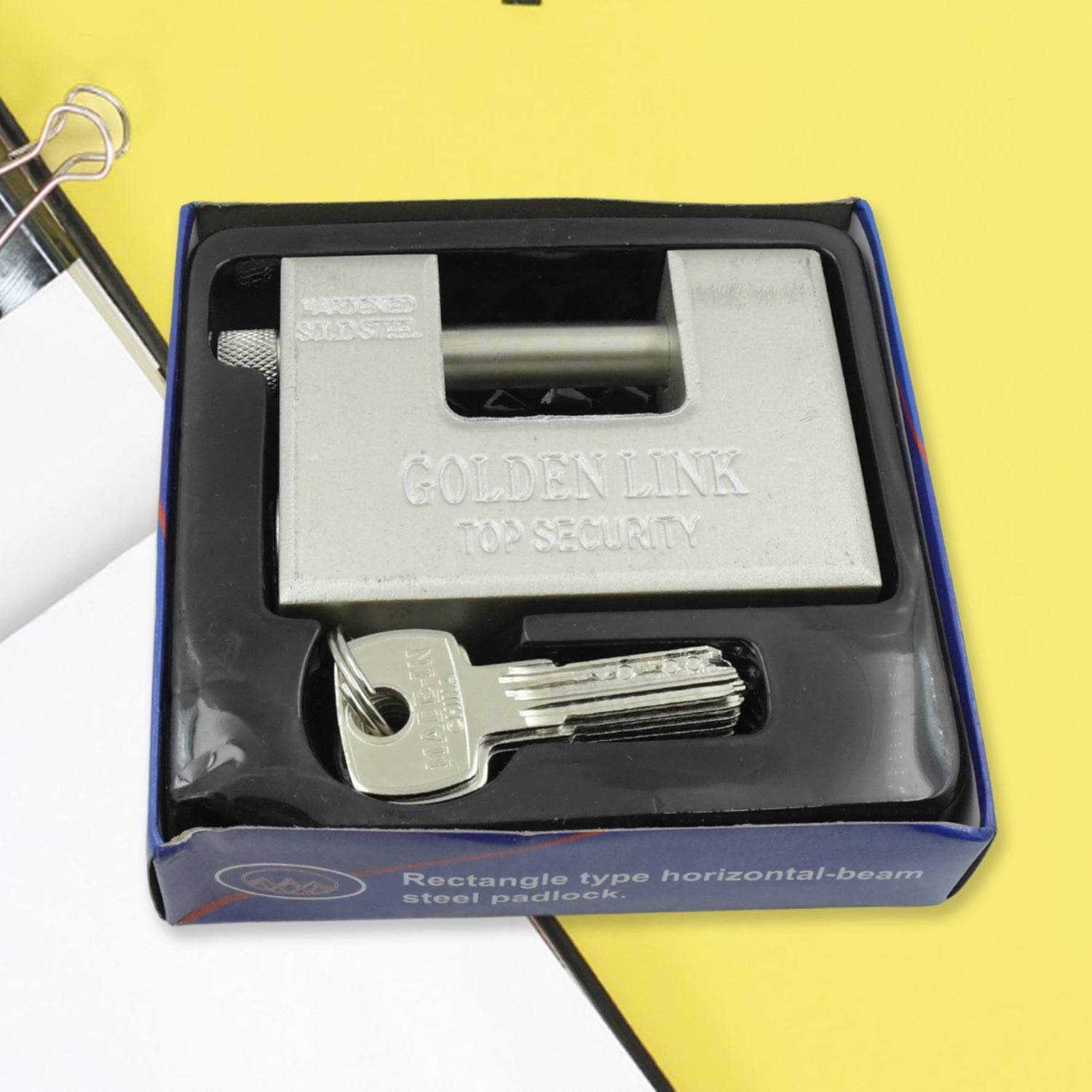 94mm Stainless Steel Padlock: Rectangular, Hardened Steel, 5 Keys - infinityexculsivestore.com