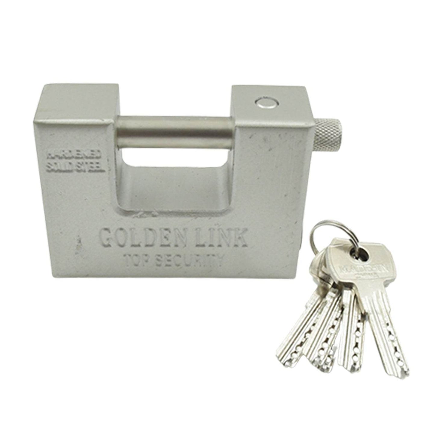 94mm Stainless Steel Padlock: Rectangular, Hardened Steel, 5 Keys - infinityexculsivestore.com