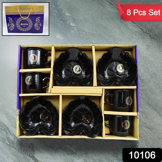 A One Ceramic Tea / cups / Mug Set With Leaf Shape Serving Bowl (8 Pcs set) - infinityexculsivestore.com