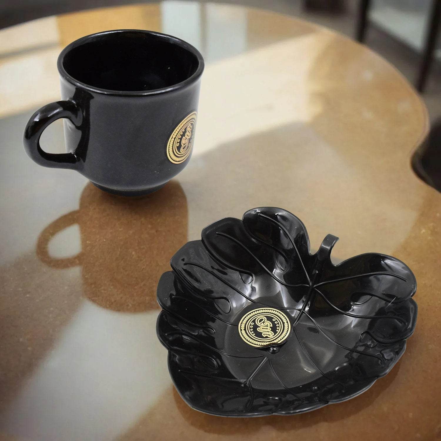 A One Ceramic Tea / cups / Mug Set With Leaf Shape Serving Bowl (8 Pcs set) - infinityexculsivestore.com