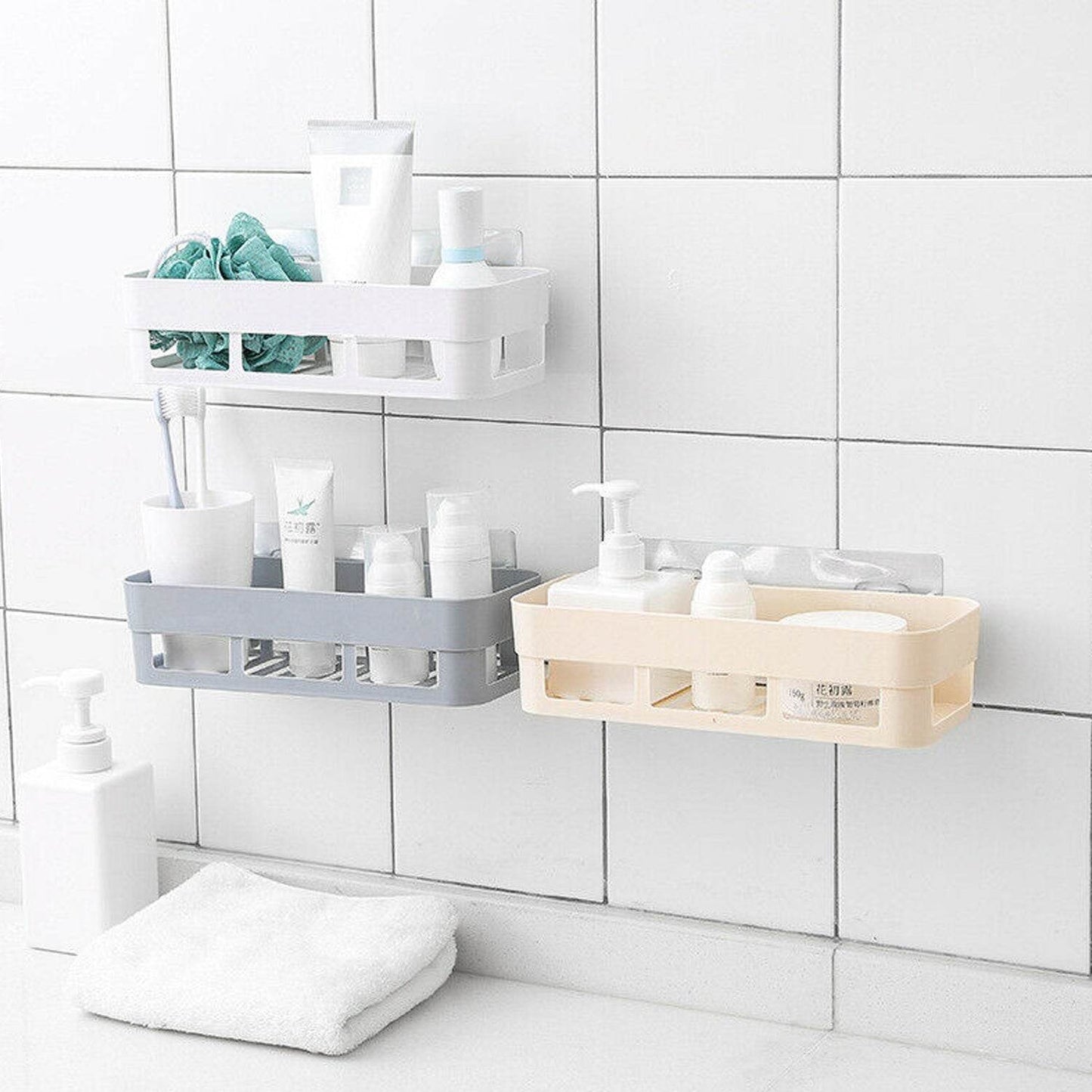 ABS Plastic Shower Corner Caddy Basket Shelf Rack with Wall Mounted Suction Cup for Bathroom Kitchen - infinityexculsivestore.com