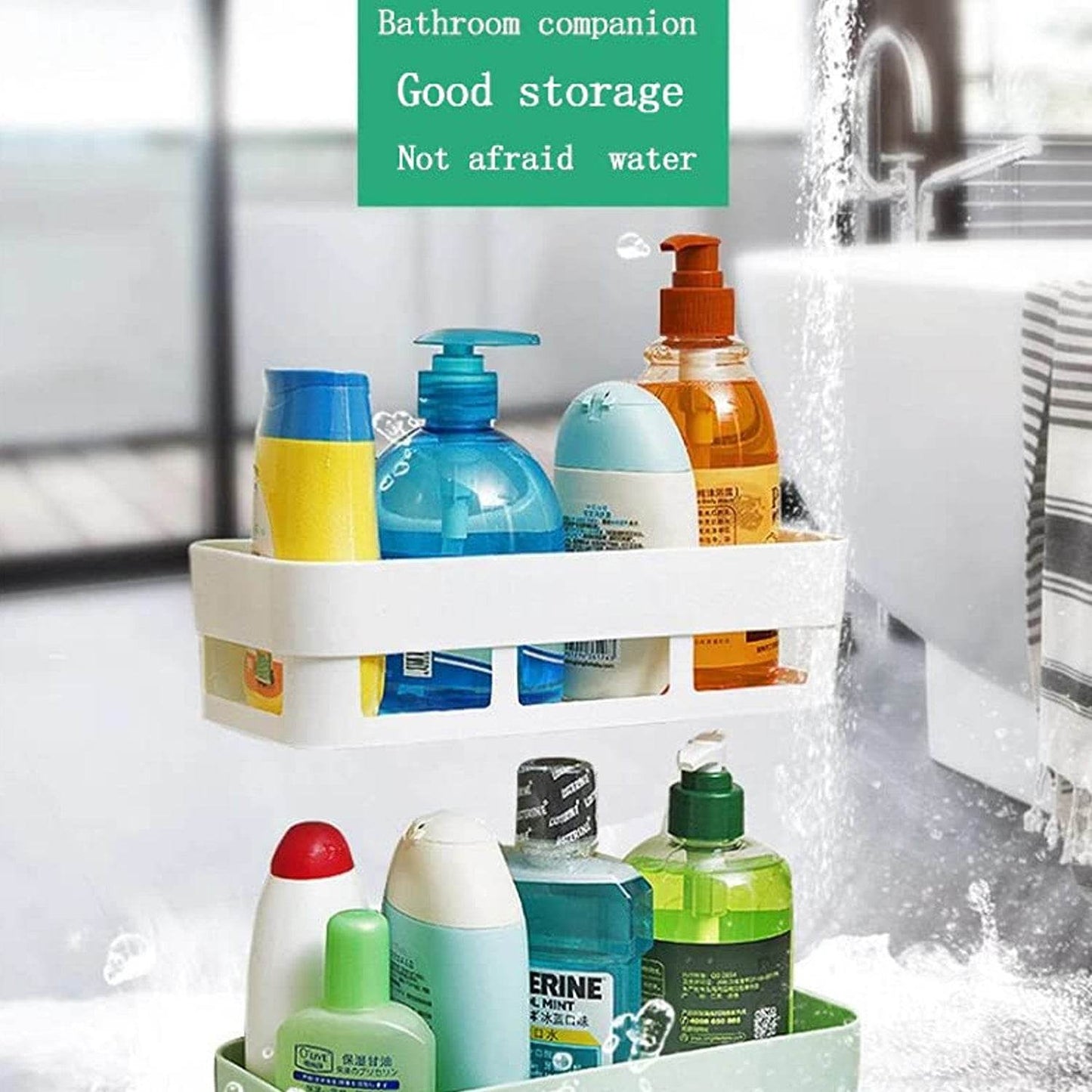 ABS Plastic Shower Corner Caddy Basket Shelf Rack with Wall Mounted Suction Cup for Bathroom Kitchen - infinityexculsivestore.com