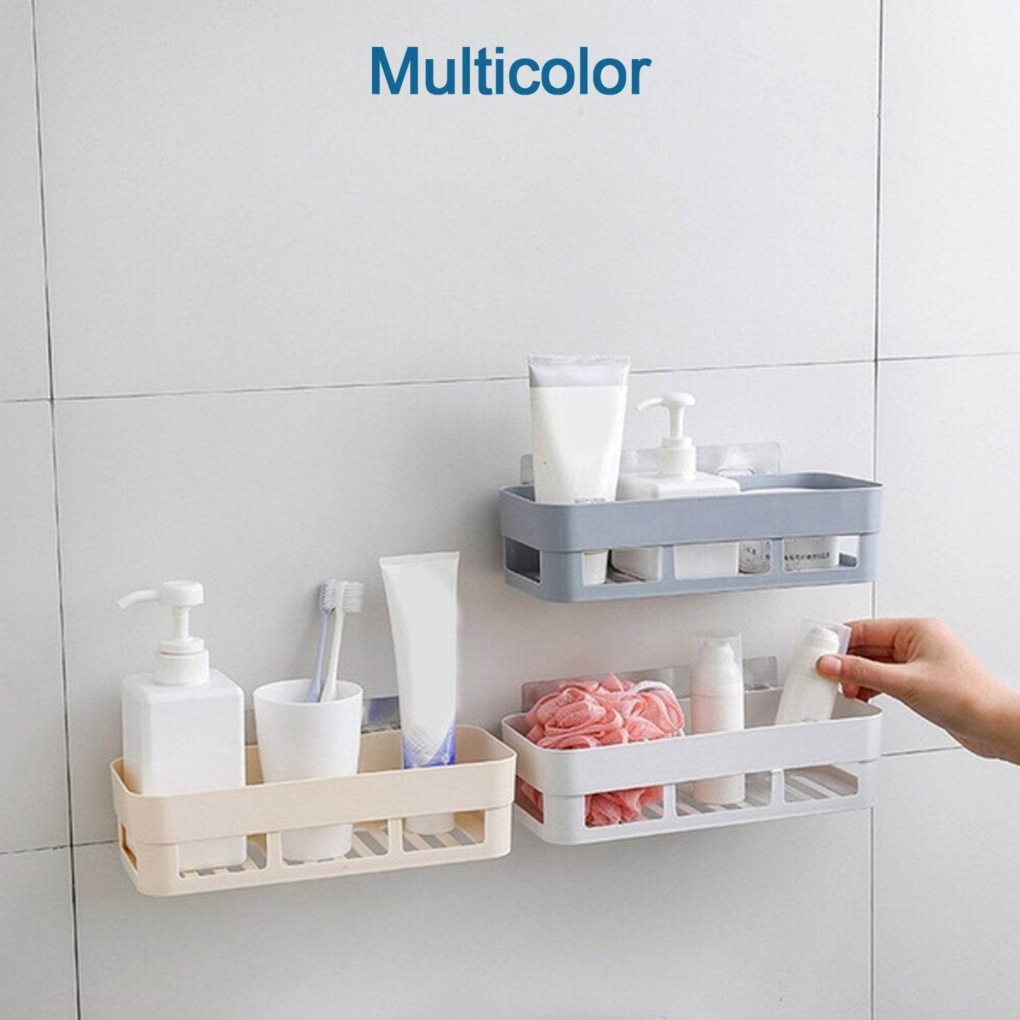 ABS Plastic Shower Corner Caddy Basket Shelf Rack with Wall Mounted Suction Cup for Bathroom Kitchen - infinityexculsivestore.com