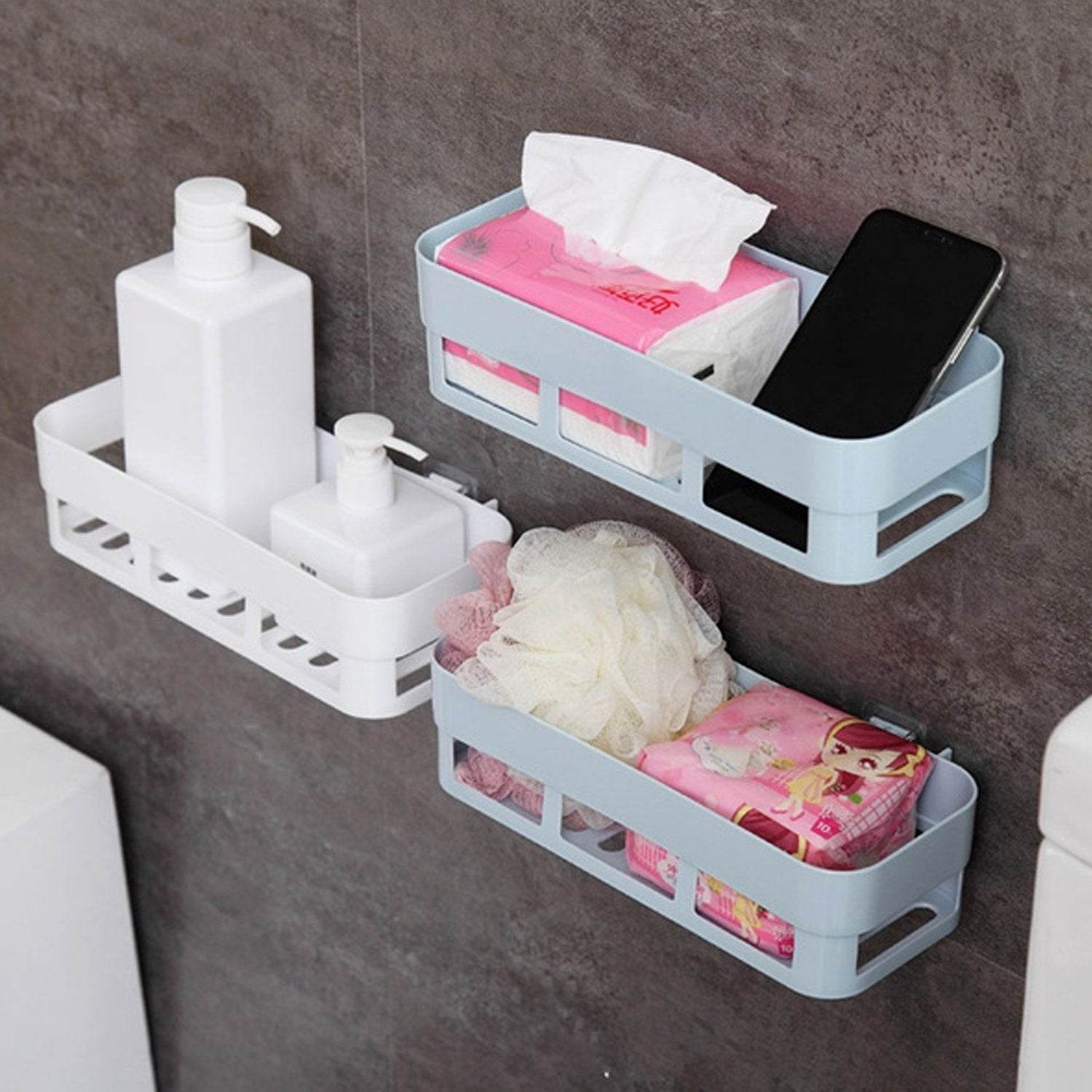 ABS Plastic Shower Corner Caddy Basket Shelf Rack with Wall Mounted Suction Cup for Bathroom Kitchen - infinityexculsivestore.com