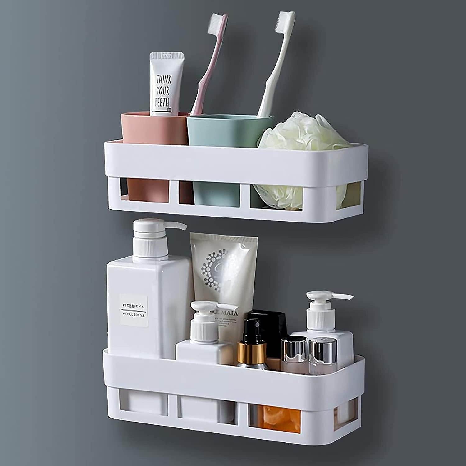 ABS Plastic Shower Corner Caddy Basket Shelf Rack with Wall Mounted Suction Cup for Bathroom Kitchen - infinityexculsivestore.com
