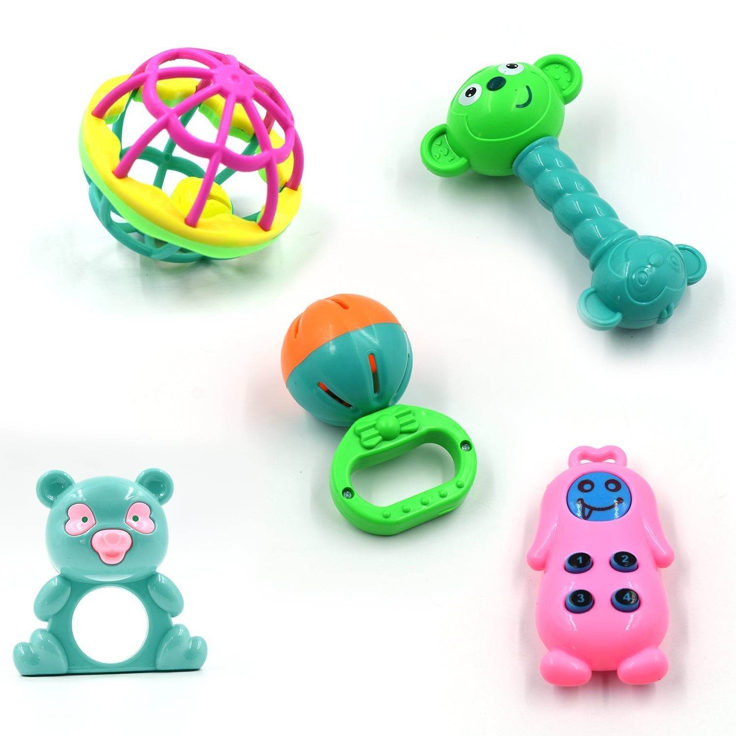 AT38 5Pc Rattles Baby Toy and game for kids and babies for playing and enjoying purposes. - infinityexculsivestore.com