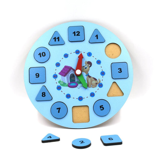 AT49 Wooden Clock Toy and game for kids and babies for playing and enjoying purposes. - infinityexculsivestore.com