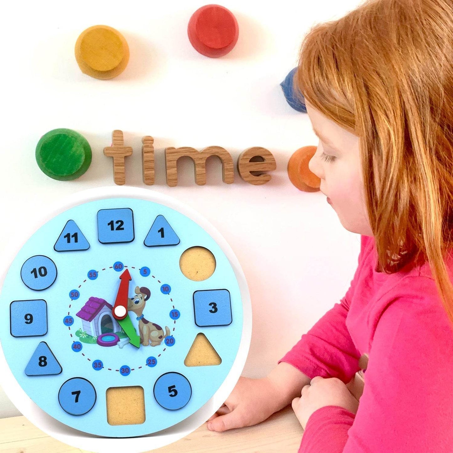 AT49 Wooden Clock Toy and game for kids and babies for playing and enjoying purposes. - infinityexculsivestore.com