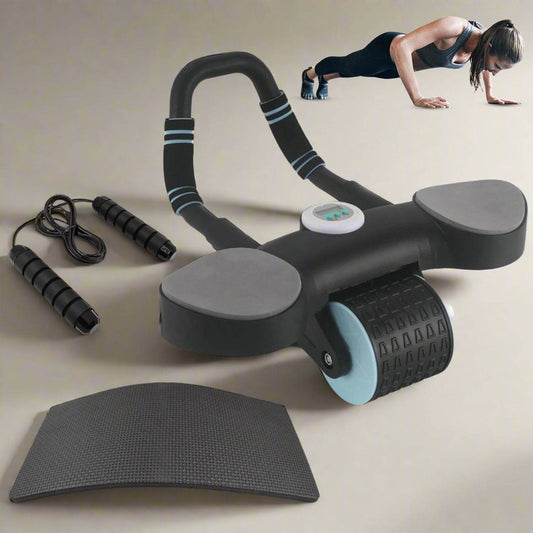 Abdominal Wheel Roller Widened Elbow Support Roller with Timer & Skipping Rope (1 Set) - infinityexculsivestore.com