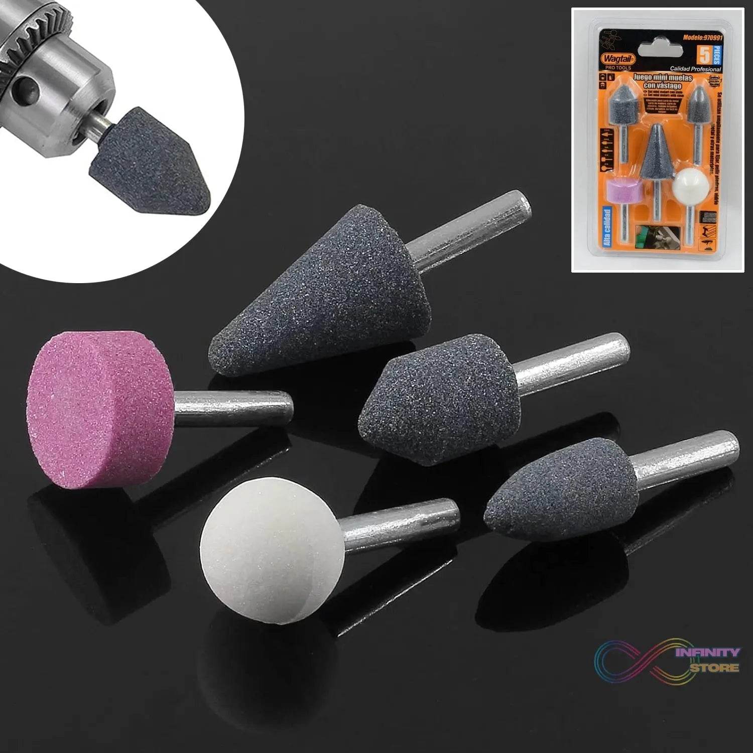 Abrasive Mounted Stone Grinding Wheel Head Grinding Burr Wheel Rotary Tools Set 5 Pcs - infinityexculsivestore.com