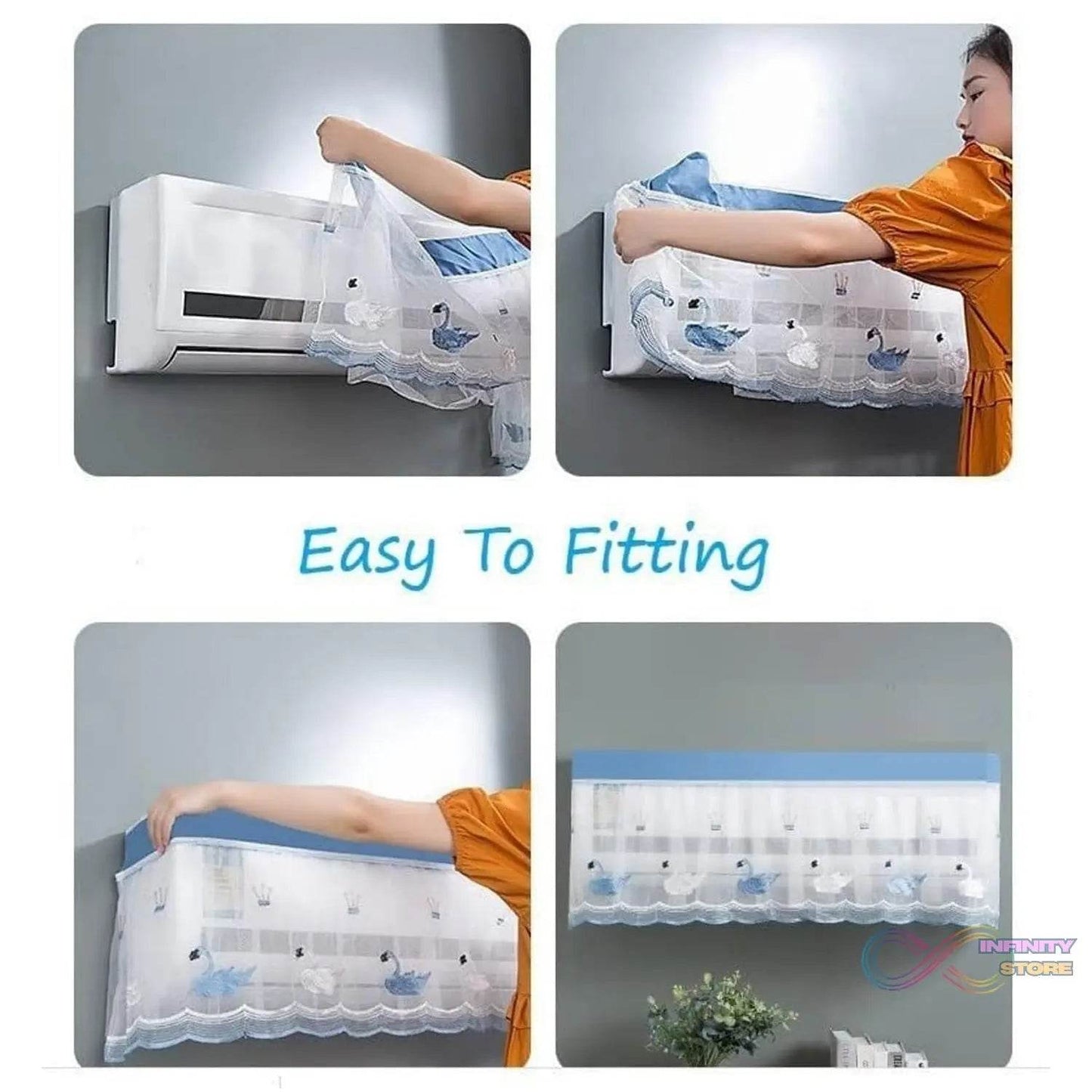 Ac Cover Air Conditioning Dust Cover Folding Designer (Approx 1 Ton / 1 Pc / ac curtain / Mix Design) - infinityexculsivestore.com