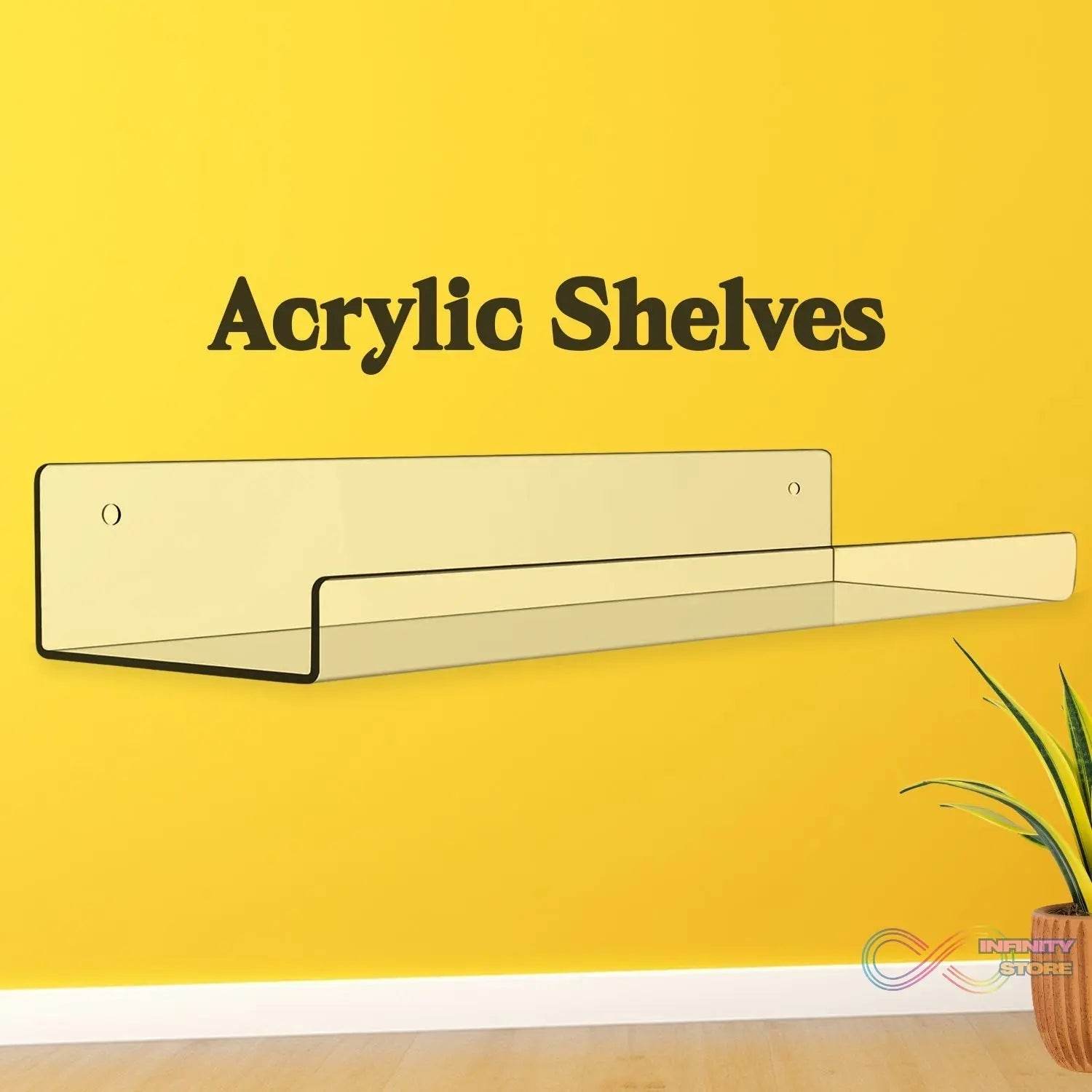 Acrylic Shelves, Clear Shelves Wall Mounted (38×11 Cm / 1 pc / With 2 Screw) - infinityexculsivestore.com