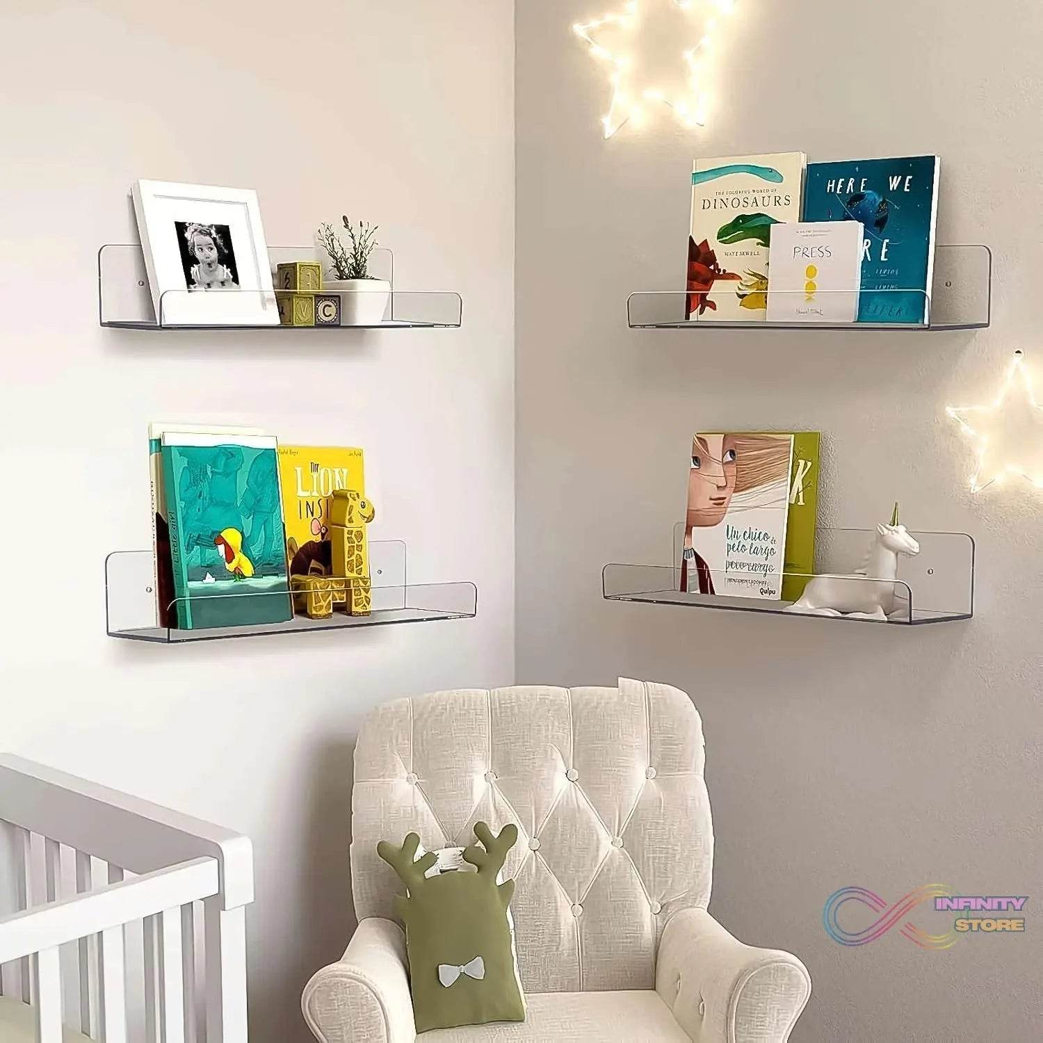 Acrylic Shelves, Clear Shelves Wall Mounted (38×11 Cm / 1 pc / With 2 Screw) - infinityexculsivestore.com