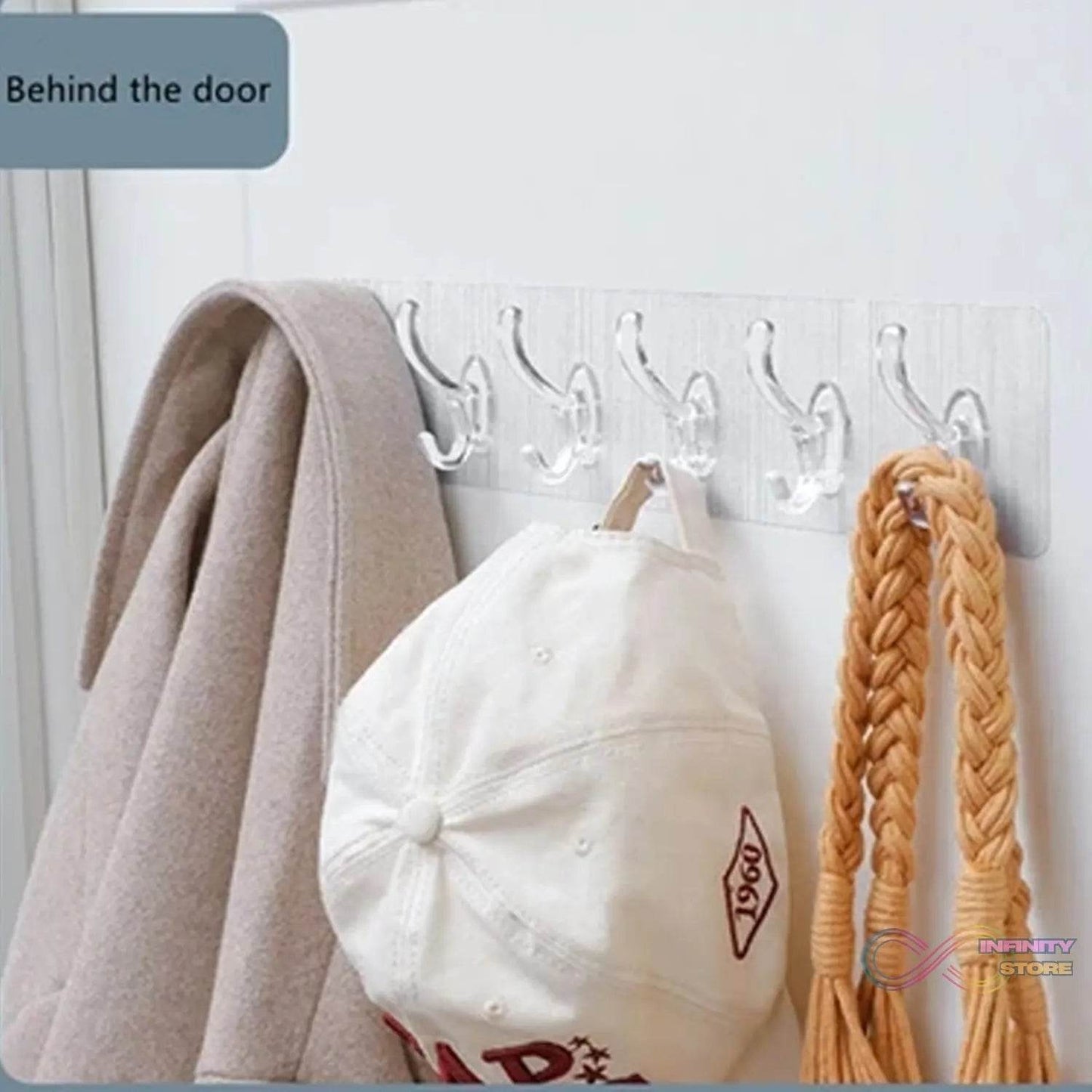 Adhesive Golden & Transparent Heavy Duty Wall Hook - infinityexculsivestore.com