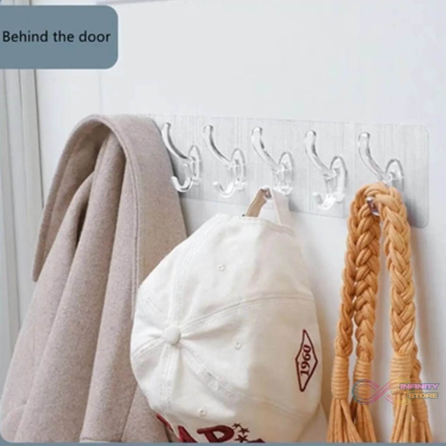 Adhesive Golden & Transparent Heavy Duty Wall Hook - infinityexculsivestore.com