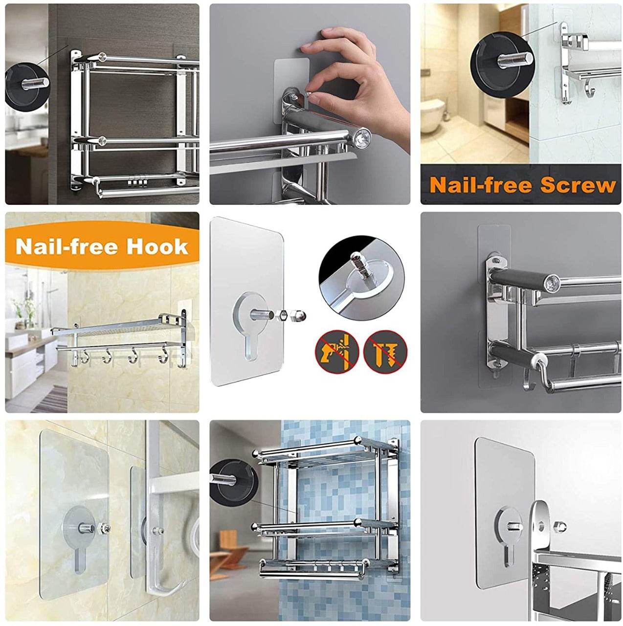 Adhesive Screw Wall Hook used in all kinds of places including household and offices for hanging and holding stuffs etc. - infinityexculsivestore.com