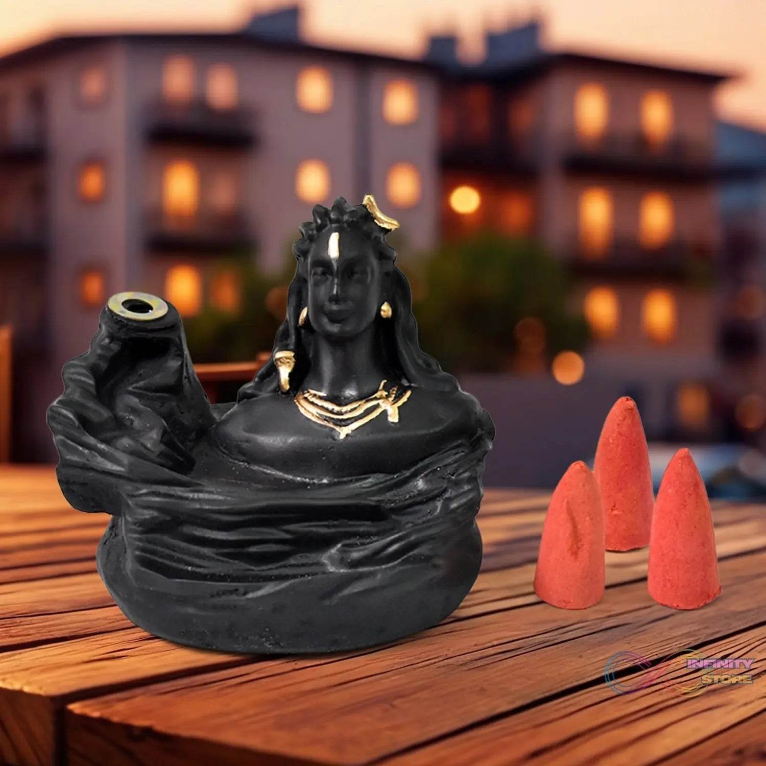 Adiyogi Shiva Backflow Smoke Fountain Incense Holder Burner (1 Pc) - infinityexculsivestore.com