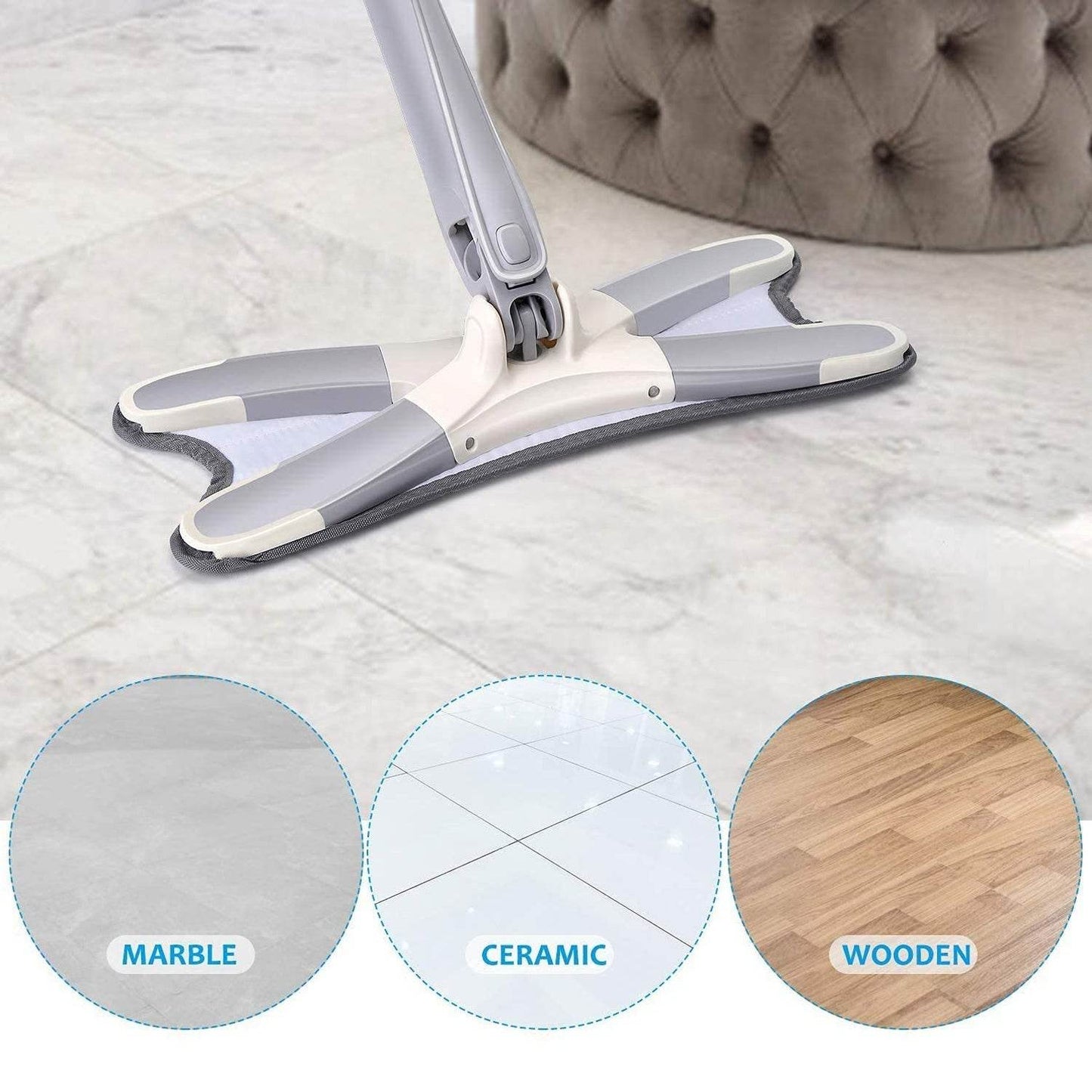 Adjustable 360° Flat Hand Mop: Floors, Walls, Ceilings (Easy Squeeze) - infinityexculsivestore.com