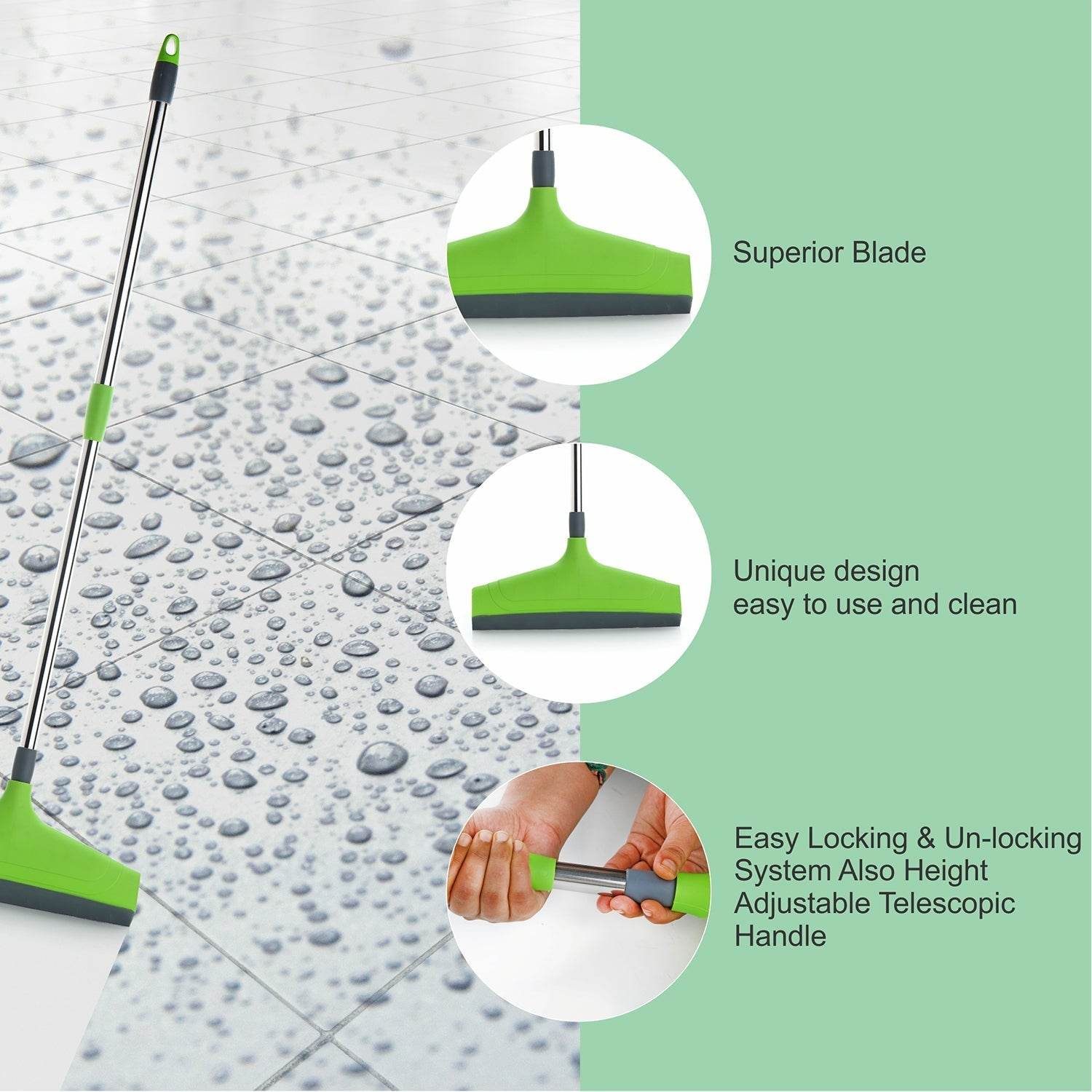 Adjustable Bathroom / Floor Stainless Steel Rod Wiper, Plastic Floor Wiper - infinityexculsivestore.com