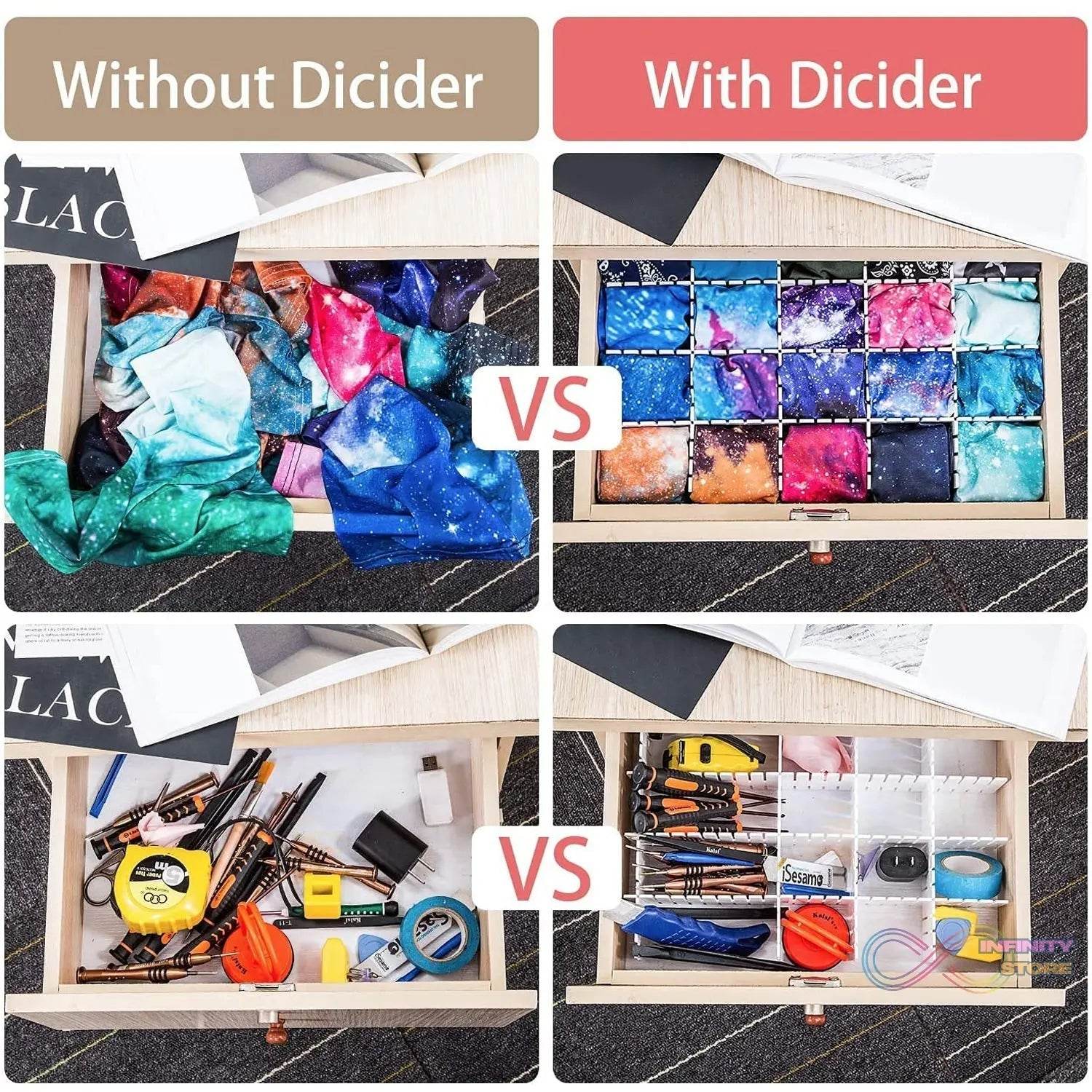 Adjustable Drawer Dividers (4 Pc Set): Organize Cabinets & Closets - infinityexculsivestore.com