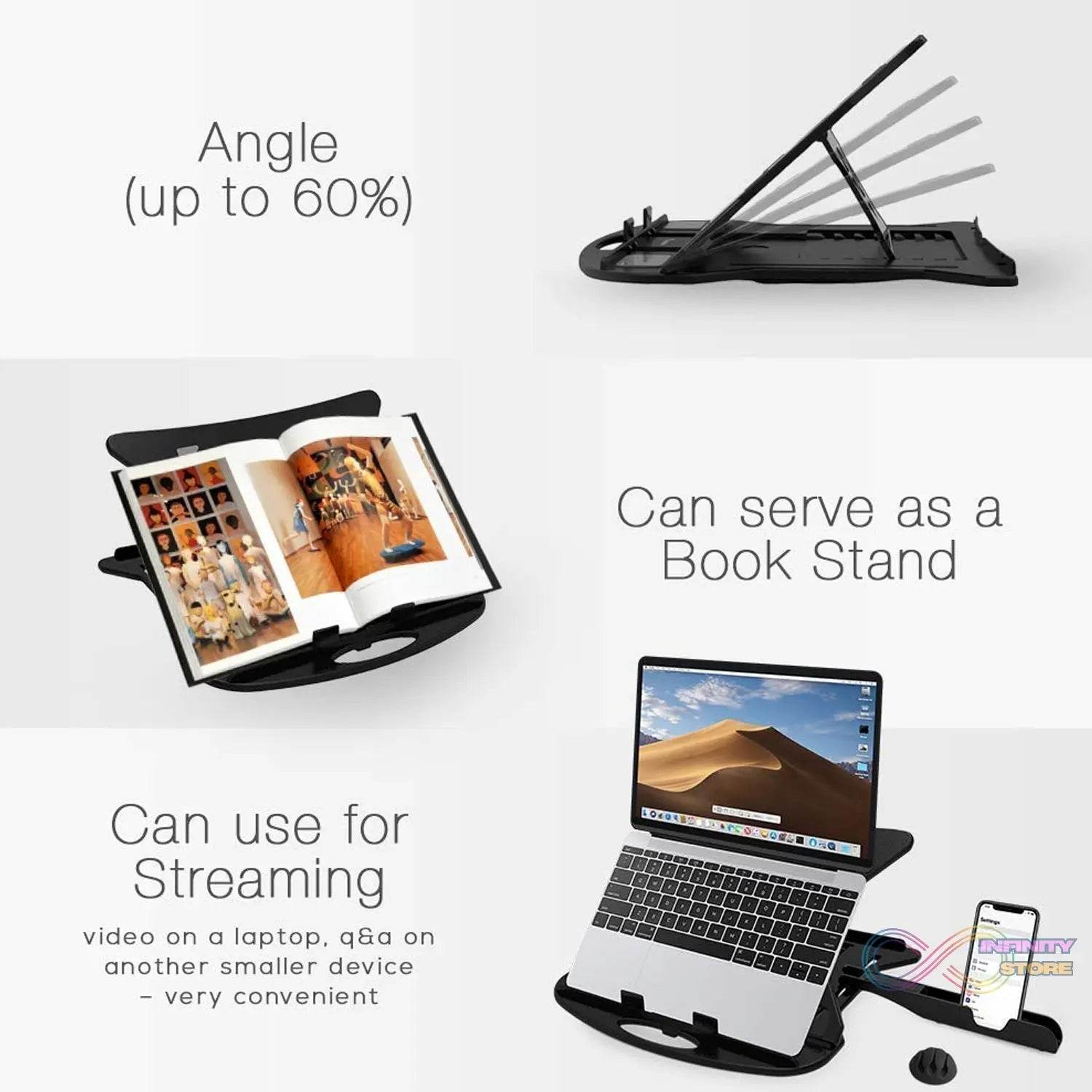 Adjustable Laptop Stand Patented Riser. With Portable Mobile Stand - infinityexculsivestore.com