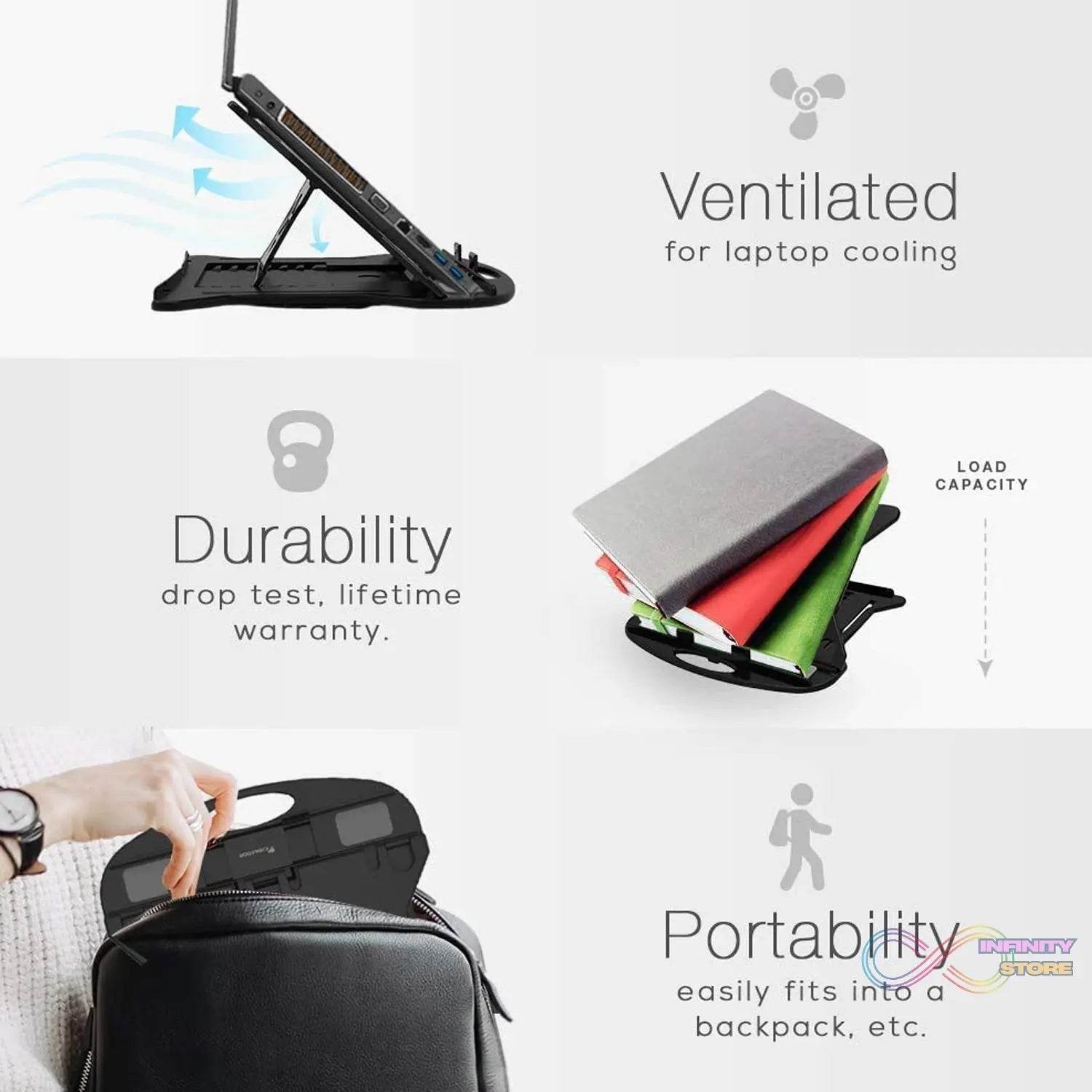 Adjustable Laptop Stand Patented Riser. With Portable Mobile Stand - infinityexculsivestore.com