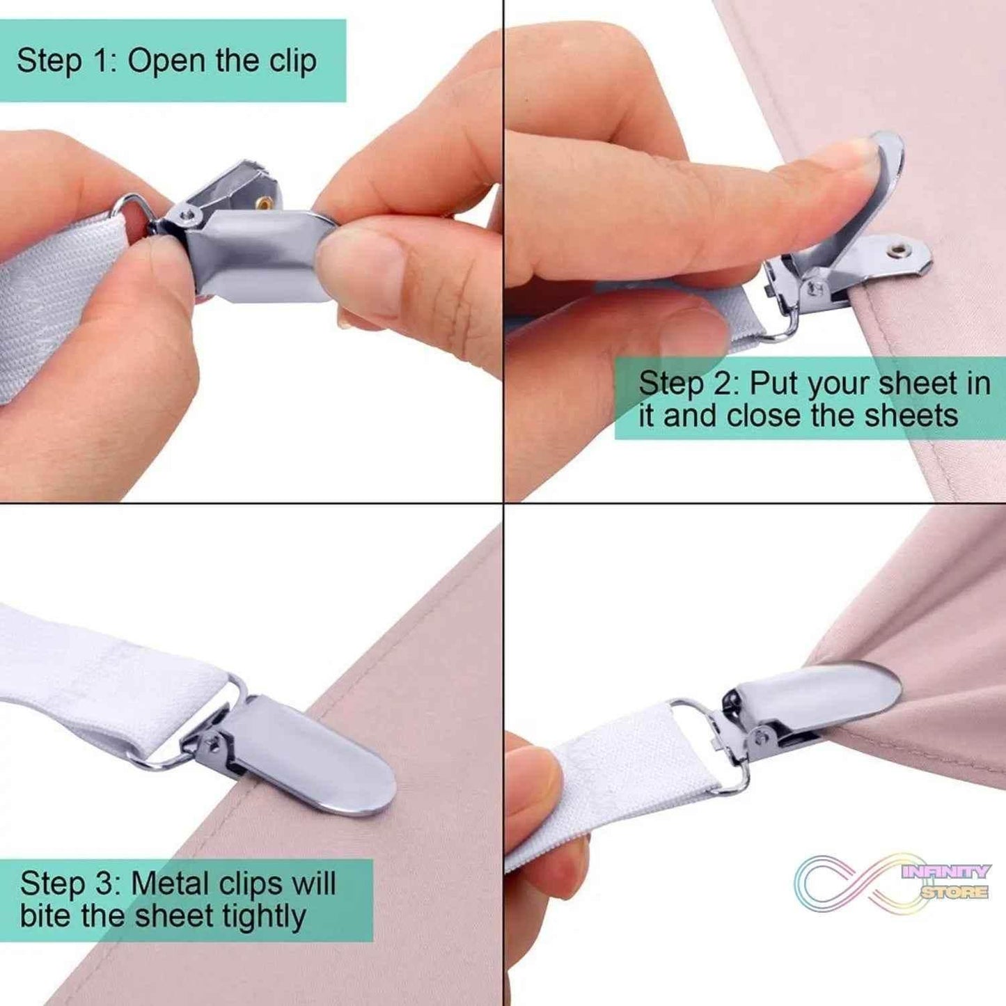 Adjustable Triangle Elastic Suspenders Gripper Holder Straps Clip for Bed Sheets (4 Pc) - infinityexculsivestore.com