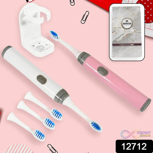 Adult Waterproof Electric Toothbrush Strong Sonic Charging with 4 Toothbrush Head and a toothbrush holder - infinityexculsivestore.com