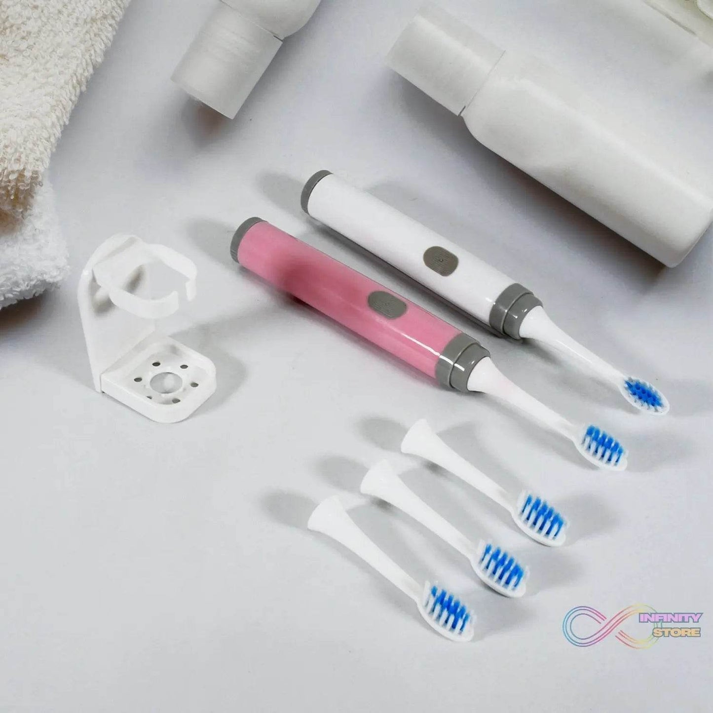 Adult Waterproof Electric Toothbrush Strong Sonic Charging with 4 Toothbrush Head and a toothbrush holder - infinityexculsivestore.com