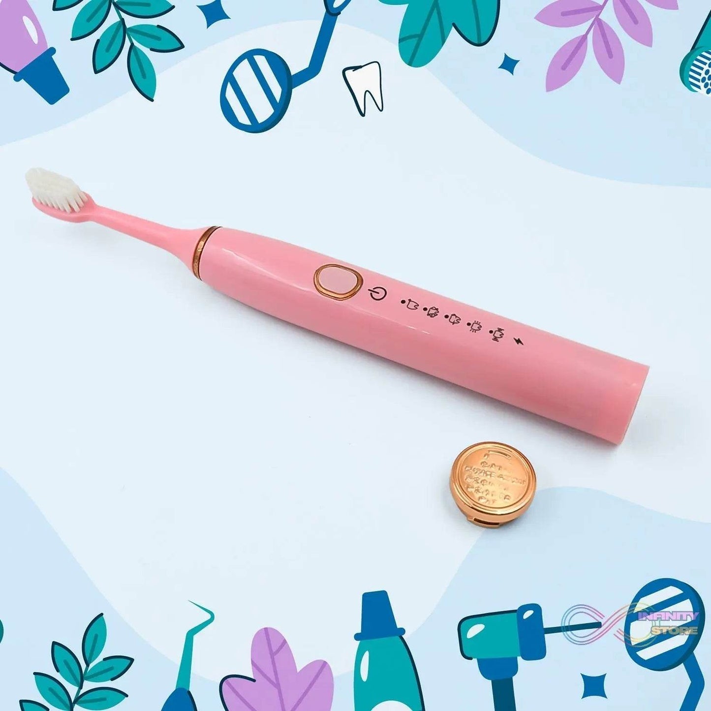 Adult Waterproof Electric Toothbrush with Extra 4 Toothbrush Head (1 Pc / USB Charging Operated / Mix Colour) - infinityexculsivestore.com