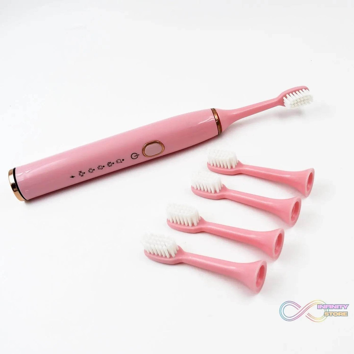 Adult Waterproof Electric Toothbrush with Extra 4 Toothbrush Head (1 Pc / USB Charging Operated / Mix Colour) - infinityexculsivestore.com