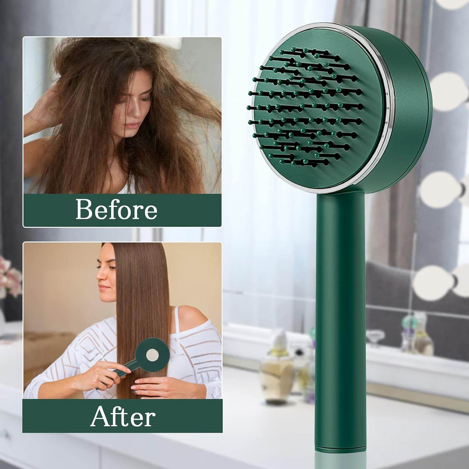 Air Cushion Massage Brush with Long Handle & Self-Cleaning Detangling Comb - infinityexculsivestore.com