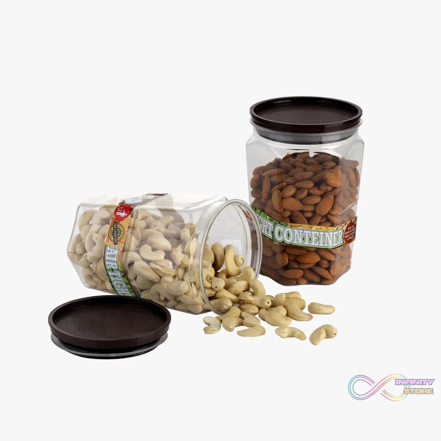 Air Tight Kitchen Storage Container for Rice | Dal | Atta, BPA - Free, Flour | Cereals | Snacks | Stackable | Modular, Round. (Approx - 1100Ml, Set of 2pcs) - infinityexculsivestore.com