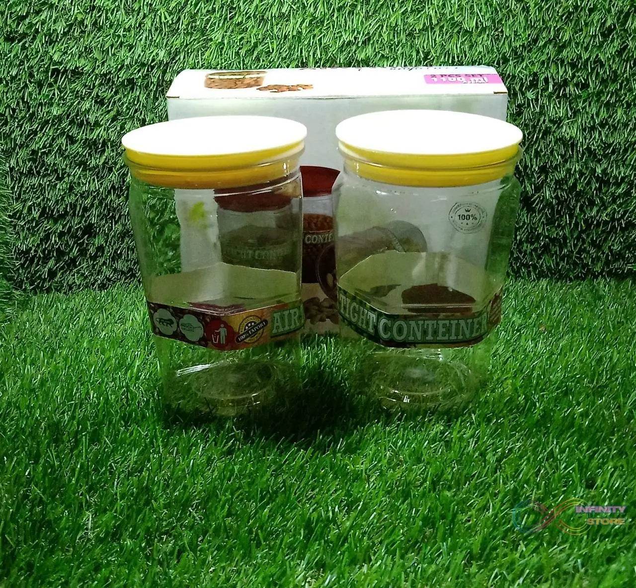 Air Tight Kitchen Storage Container for Rice | Dal | Atta, BPA - Free, Flour | Cereals | Snacks | Stackable | Modular, Round. (Approx - 1100Ml, Set of 2pcs) - infinityexculsivestore.com