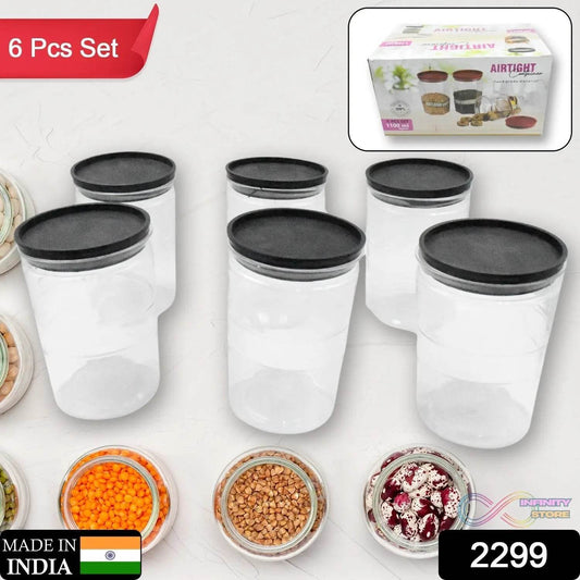 Air Tight Kitchen Storage Container for Rice | Dal | Atta, BPA - Free, Flour | Cereals | Snacks | Stackable | Modular, Round. (Approx - 1100Ml, Set of 6pcs) - infinityexculsivestore.com