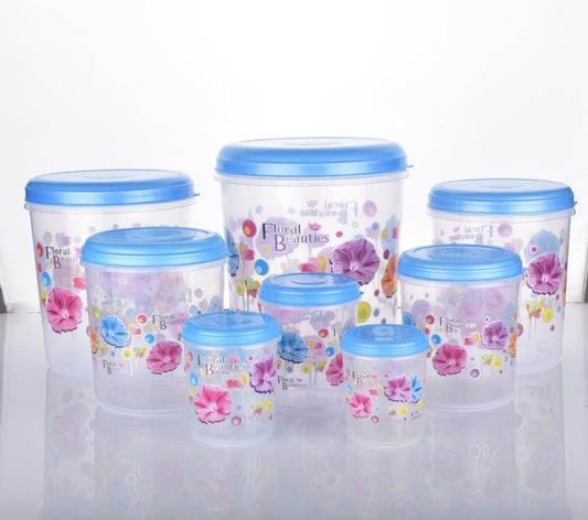 Air Tight Plastic Transparent Container Set (10000ml, 7000ml, 5000ml, 3000ml, 2000ml, 1000ml, 750ml, 500ml) - infinityexculsivestore.com
