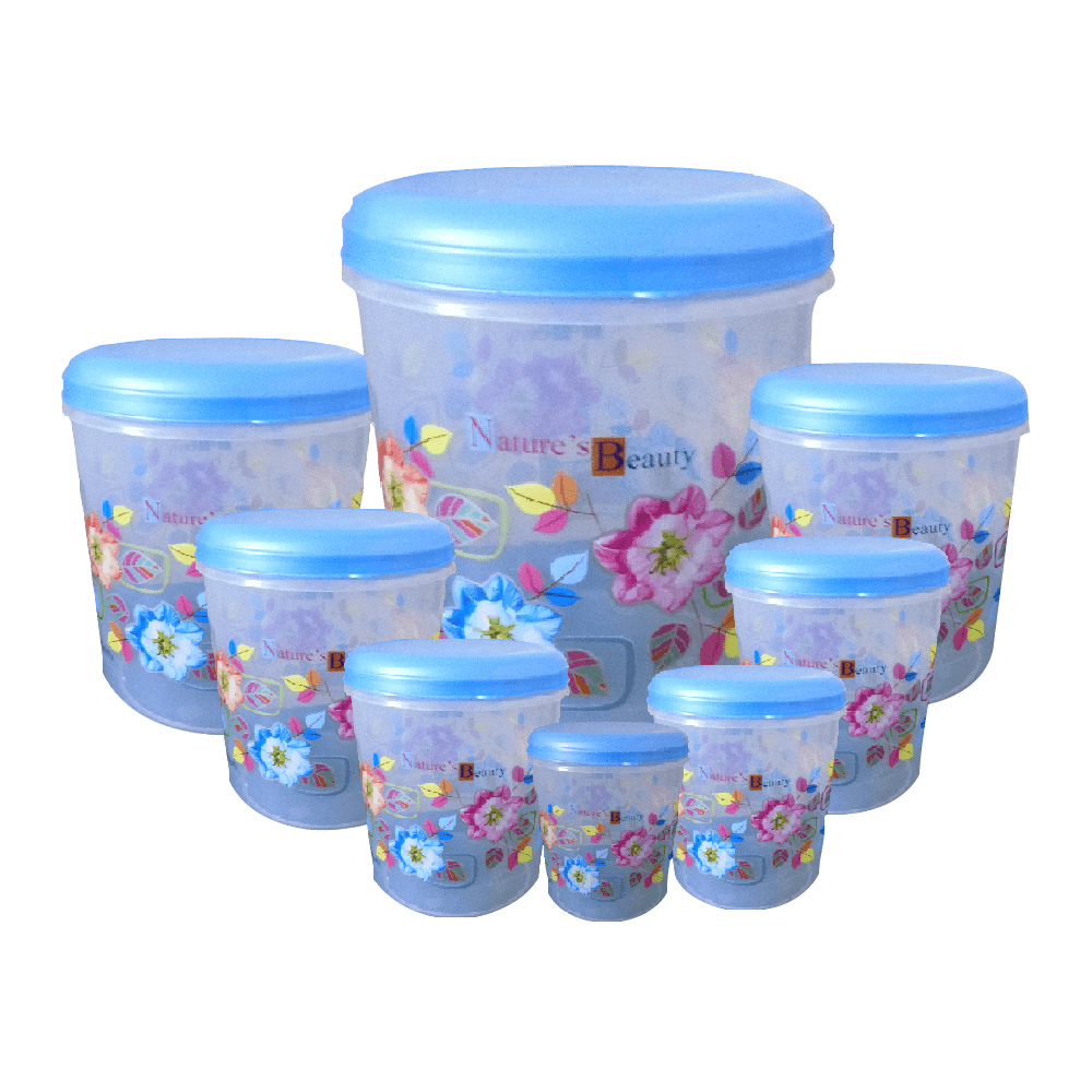 Air Tight Plastic Transparent Container Set (10000ml, 7000ml, 5000ml, 3000ml, 2000ml, 1000ml, 750ml, 500ml) - infinityexculsivestore.com