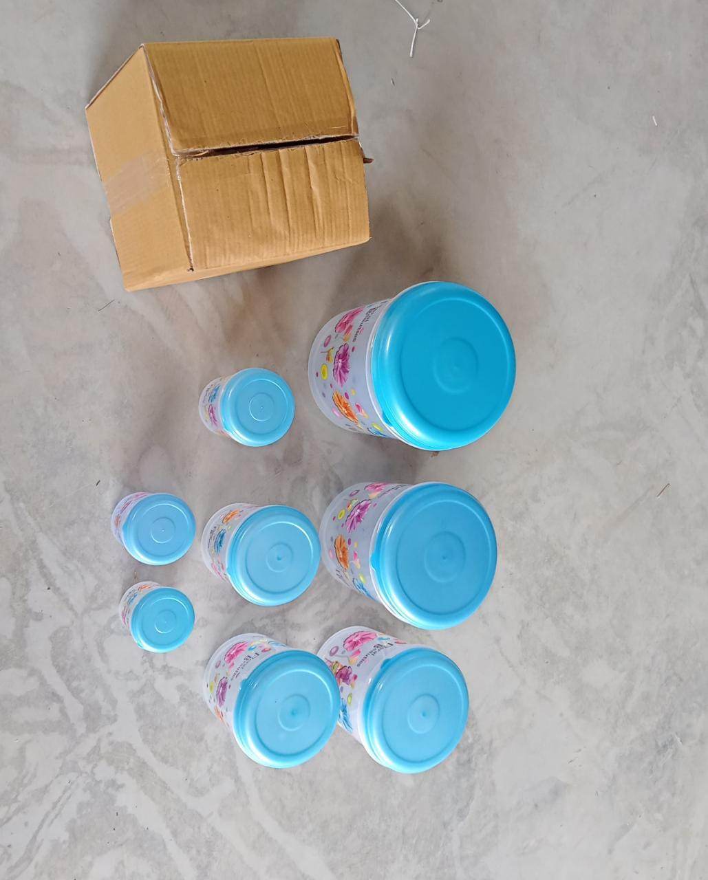 Air Tight Plastic Transparent Container Set (10000ml, 7000ml, 5000ml, 3000ml, 2000ml, 1000ml, 750ml, 500ml) - infinityexculsivestore.com