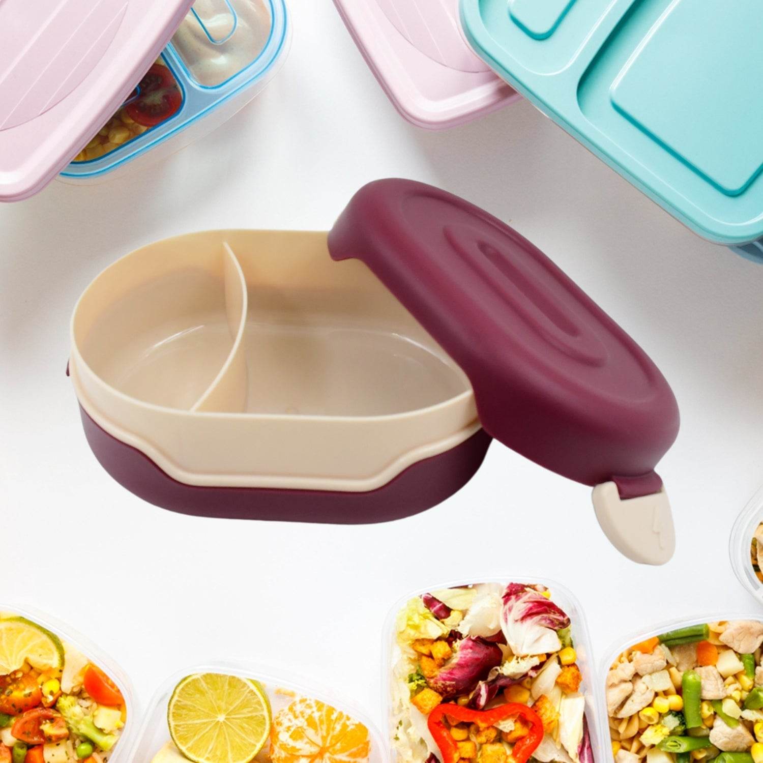 Airtight Food Grade Tiffin Box with 2 in 1 Spoon And 2 Compartment - infinityexculsivestore.com