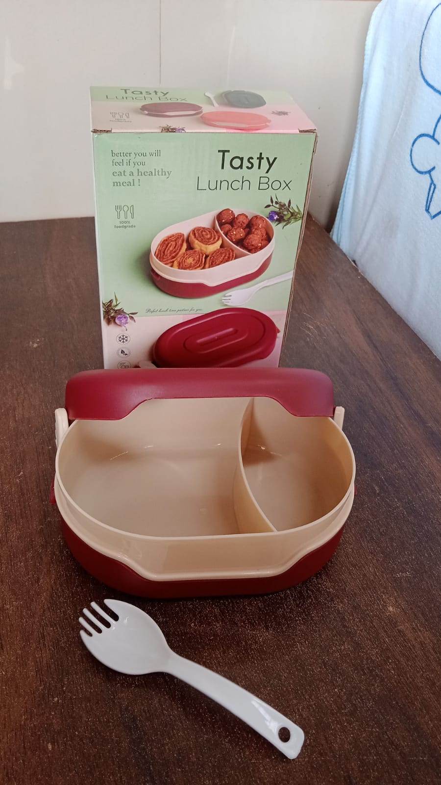 Airtight Food Grade Tiffin Box with 2 in 1 Spoon And 2 Compartment - infinityexculsivestore.com