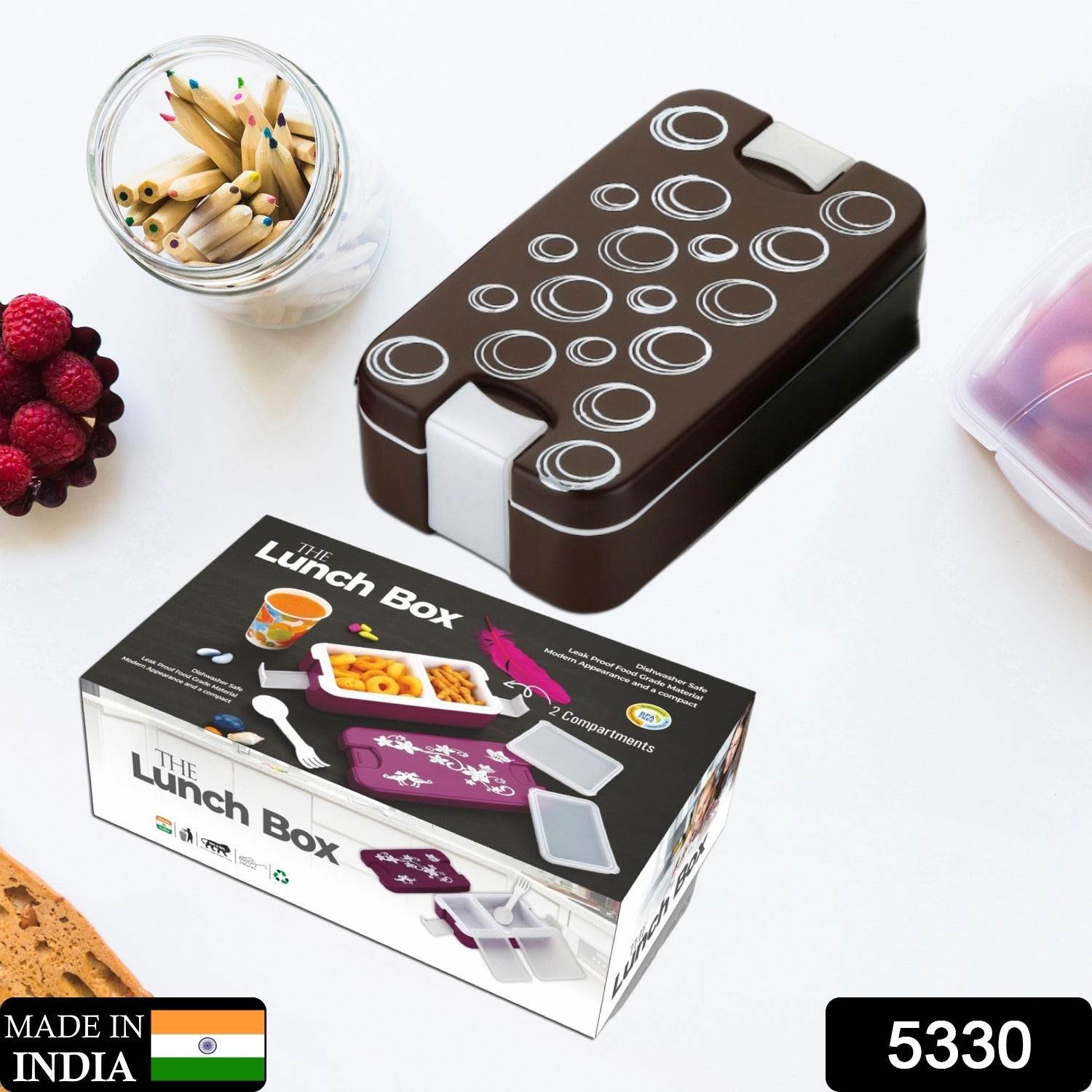 Airtight Lunch Box - 2 Compartment, Leak-Proof, Food-Grade Material, Modern Compact Design with Spoon - infinityexculsivestore.com