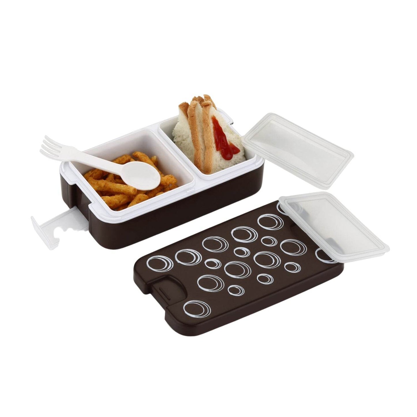 Airtight Lunch Box - 2 Compartment, Leak-Proof, Food-Grade Material, Modern Compact Design with Spoon - infinityexculsivestore.com