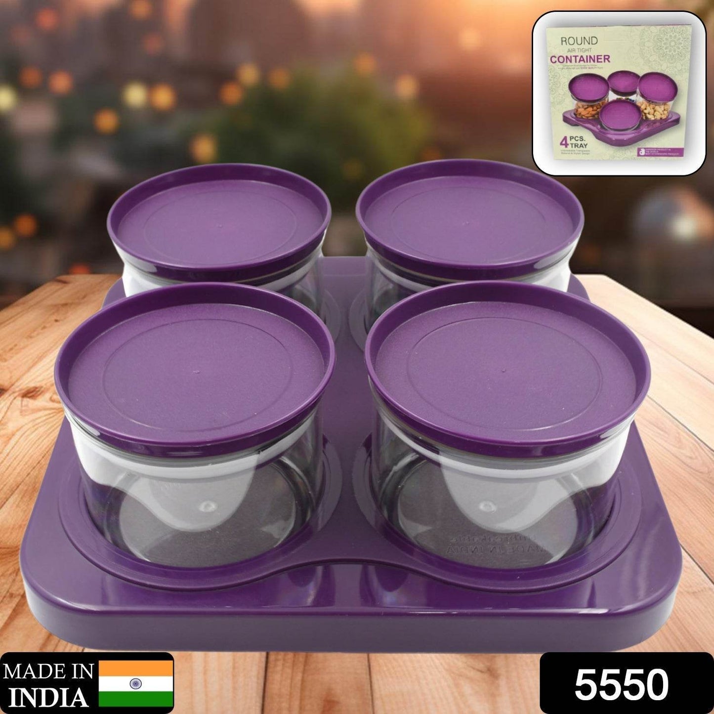 Airtight Plastic 4 Pc Storage Container Set, With Tray Dry Fruit Plastic Storage Container Tray Set With Lid & Serving Tray For Kitchen - infinityexculsivestore.com